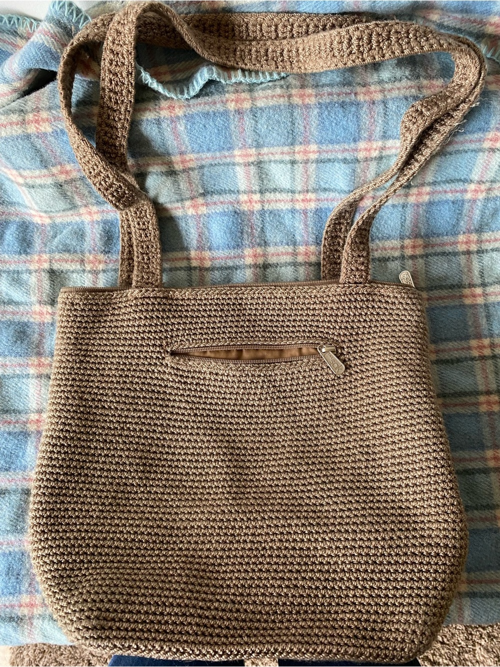 The Sak Crochet Shoulder Bag in Taupe